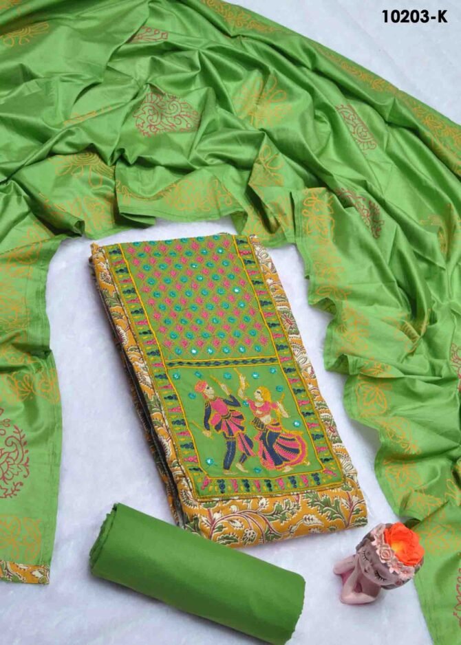 Shashini-10203-K  Mustard Color Ajrak Print Pure Cotton Salwar Material CM1303262 (LR1C)