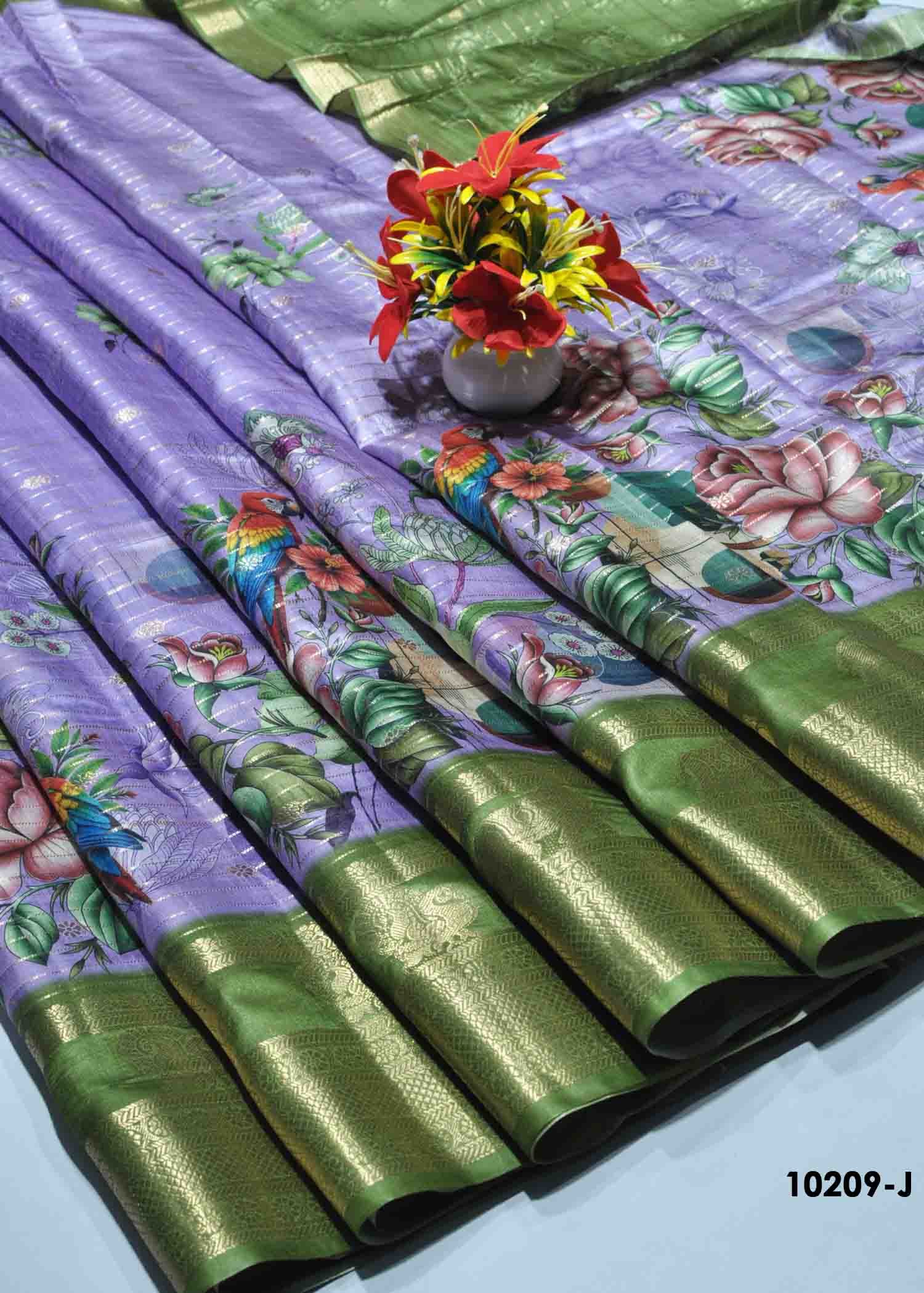 Azhini -10209-J Lavender Color Digtial Print Raw Silk Saree CM1299077 (LR3B)