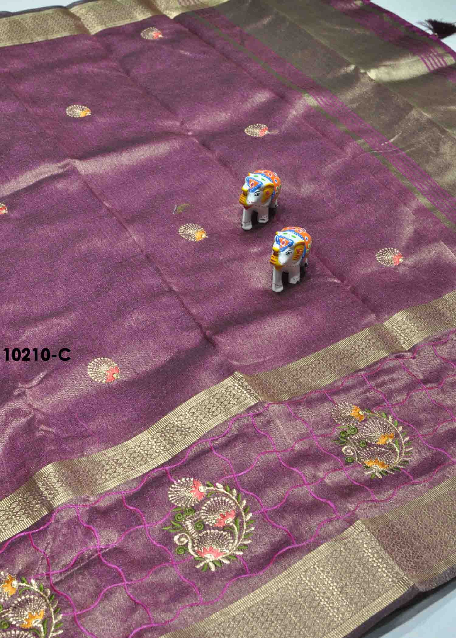 Lithvika -10210-C DarkPurple Color Tissue Cotton Saree CM1287793 (LR5D)