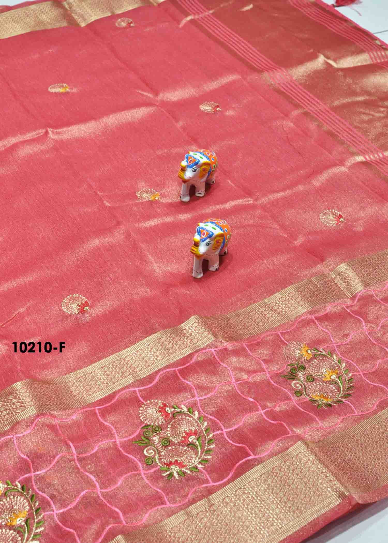 Lithvika -10210-F Pink Color Tissue Cotton Saree CM1287793 (LR5D)