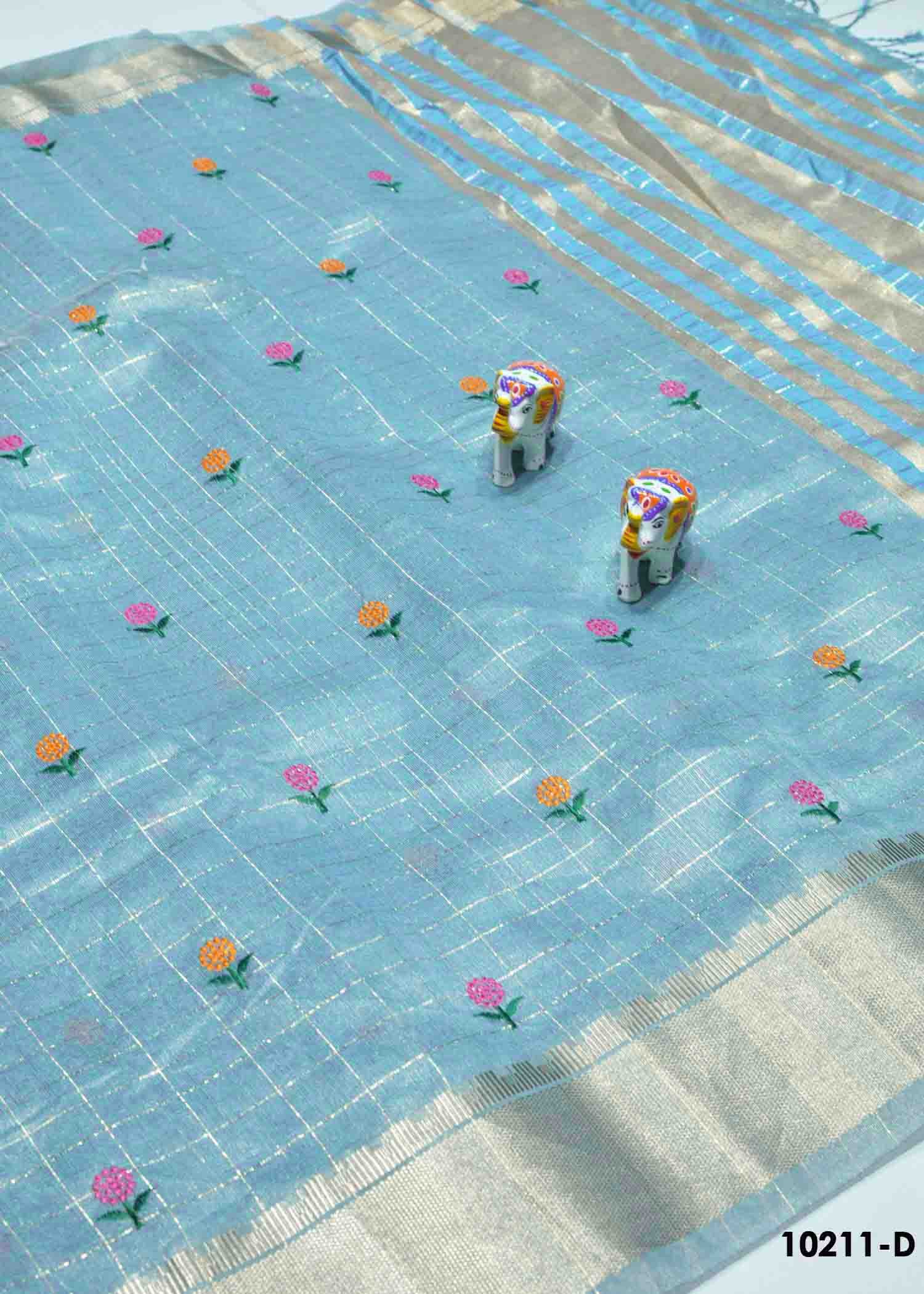 Poongodi -10211-D Blue Color Tissue Cotton Saree CM1286652 (LR5C)