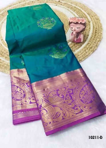 Padmavathi - 10210-D  PeacockGreen Color Traditional Wear Semi-Pattu Saree CM1295363 (RR3D)