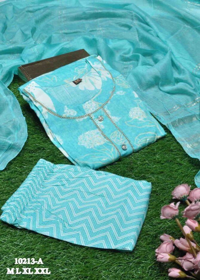Raina -10213-A   Cyan Color Readymade Rayon Salwar CM1290545 (RR1C)