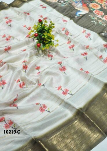 Niraimathy -10219-C  Halfwhite With Green Color New Arrival Moss Chiffon Saree CM1291992 (RR5B)