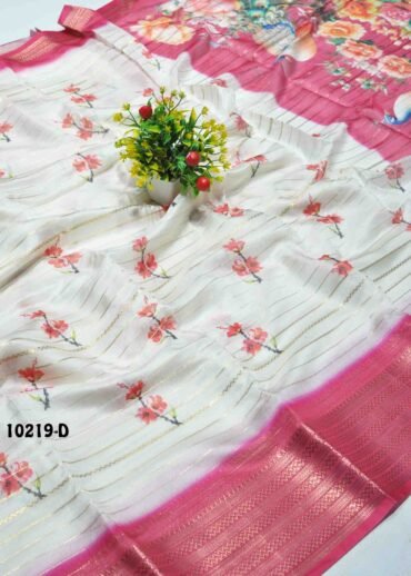 Niraimathy -10219-D  Halfwhite With Pink Color New Arrival Moss Chiffon Saree CM1291992 (RR5B)