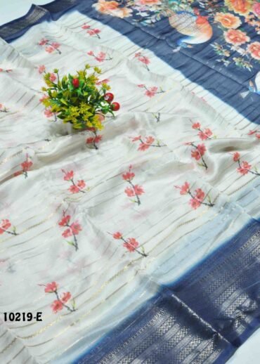 Niraimathy -10219-E  Halfwhite With NavyBlue Color New Arrival Moss Chiffon Saree CM1291992 (RR5B)