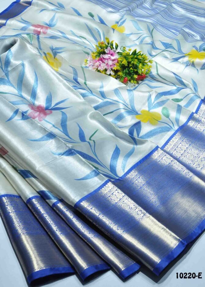Varshini - 10220-E  LightGrey With InkBlue Color Beautiful Tissue Silk Saree CM1297352 (RR1B)