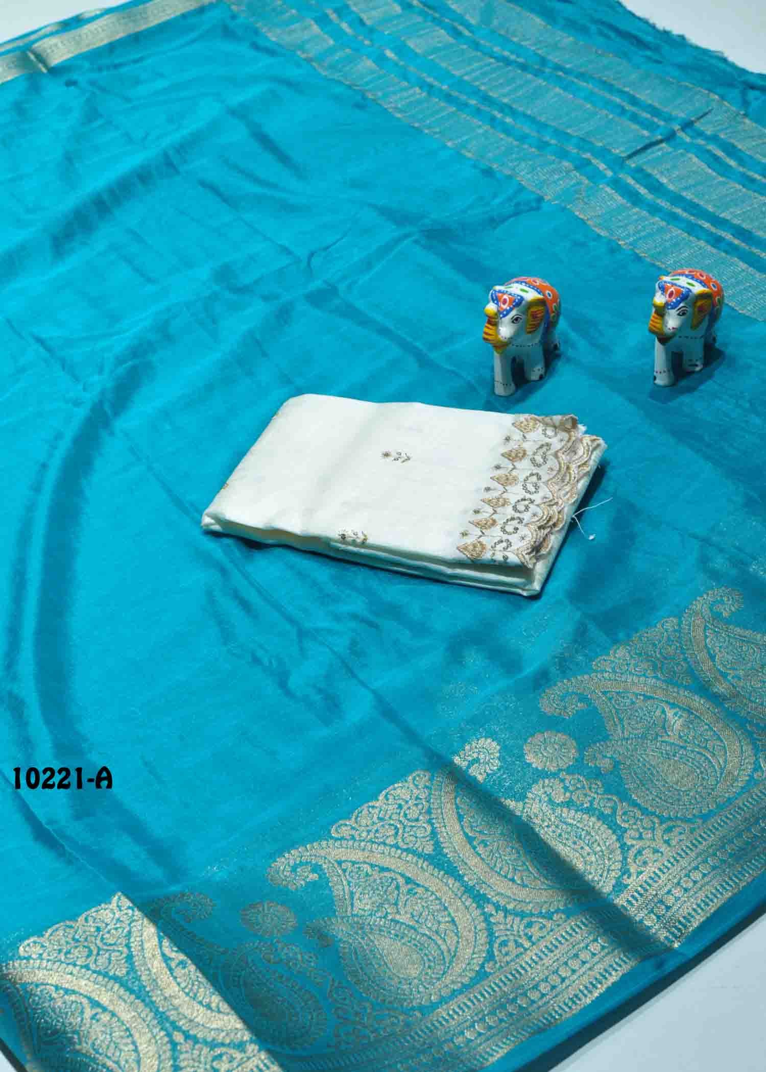 Preethi- 10221-A CelesteBlue Color Excellent Look Crepe Silk Saree CM1308098 (LR1C)