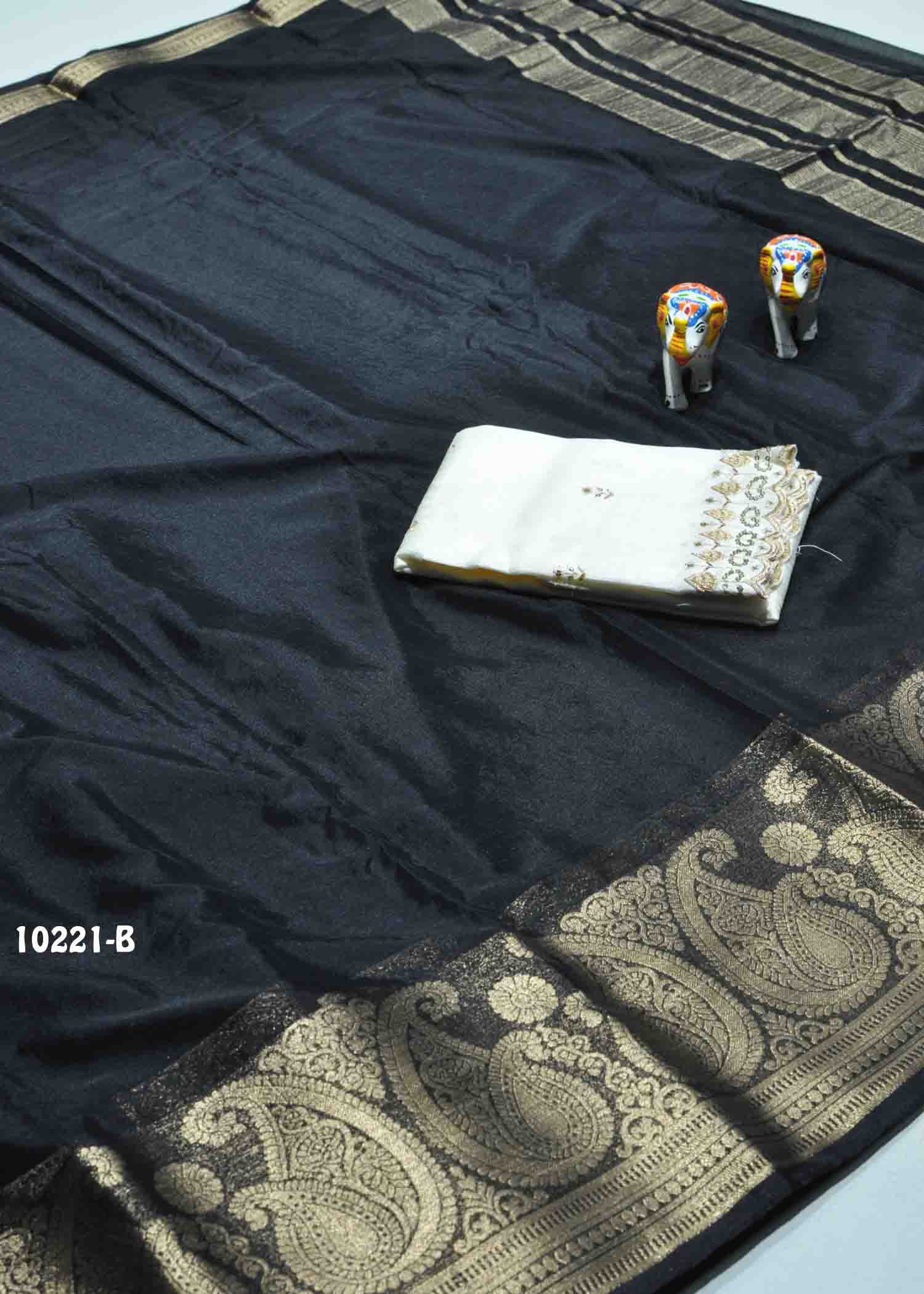 Preethi- 10221-B Black Color Excellent Look Crepe Silk Saree CM1308098 (LR1C)