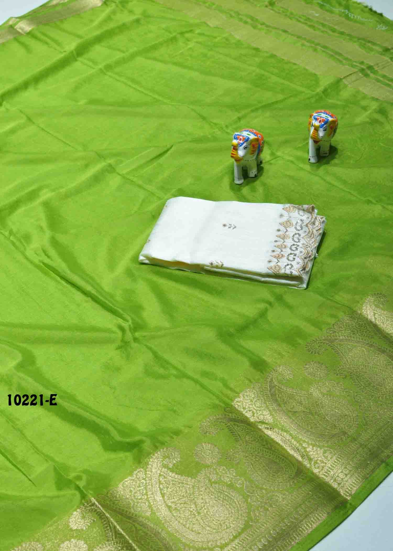 Preethi- 10221-E LawnGreen Color Excellent Look Crepe Silk Saree CM1308098 (LR1C)