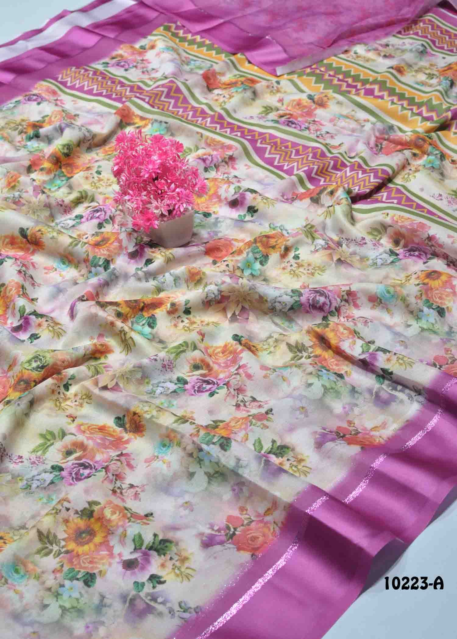 Vajra -10223-A LightPink Color Moss Chiffon Saree CM1290726 (LR9C)