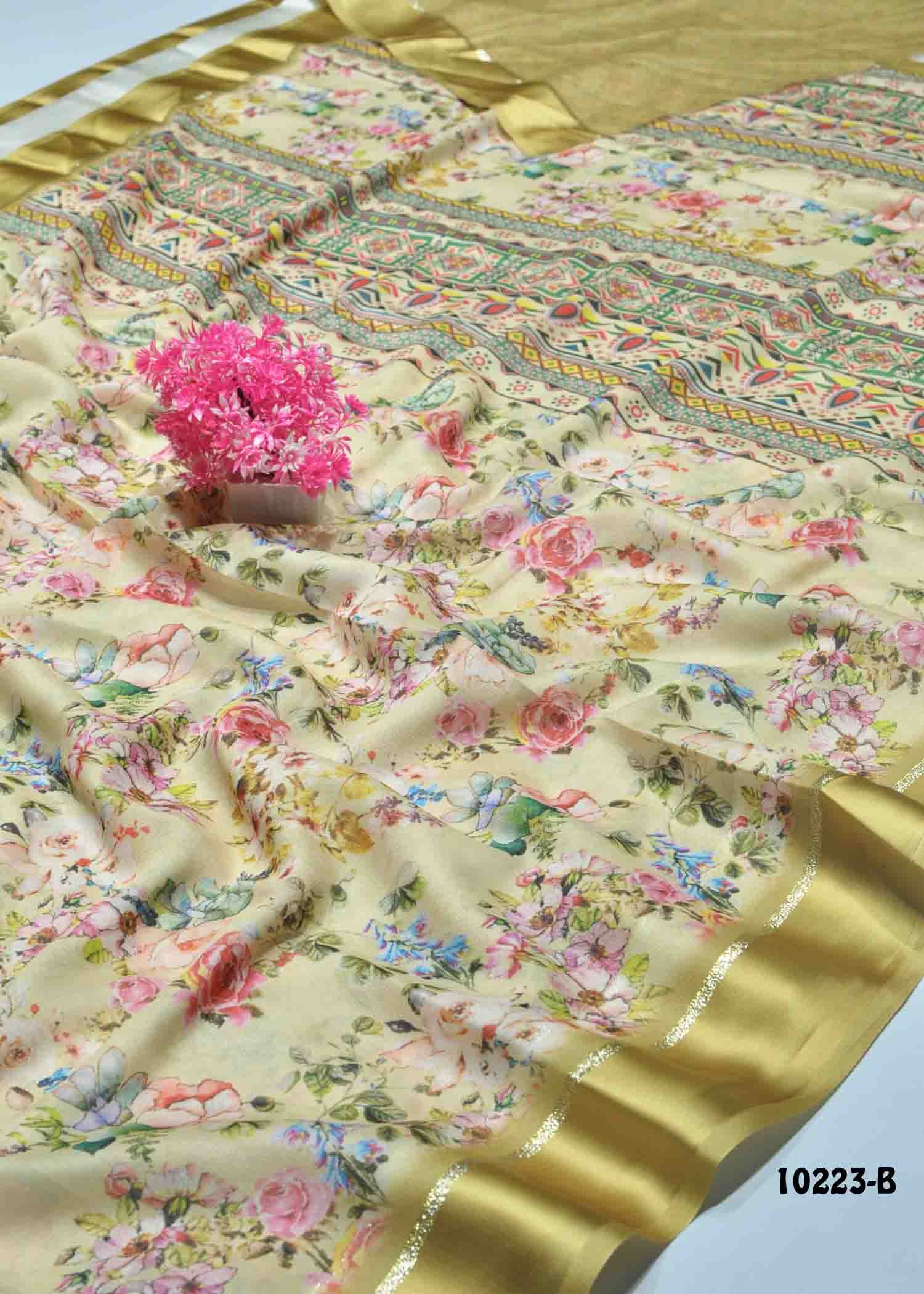 Vajra -10223-B TeakTan Color Moss Chiffon Saree CM1290726 (LR9C)