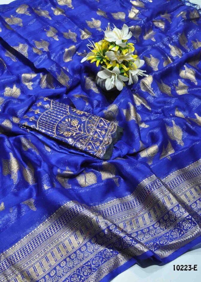 Aaradhya -10223-E  InkBlue Color New Arrival FoilPrint Chiffon Saree CM1278330 (RR11C)