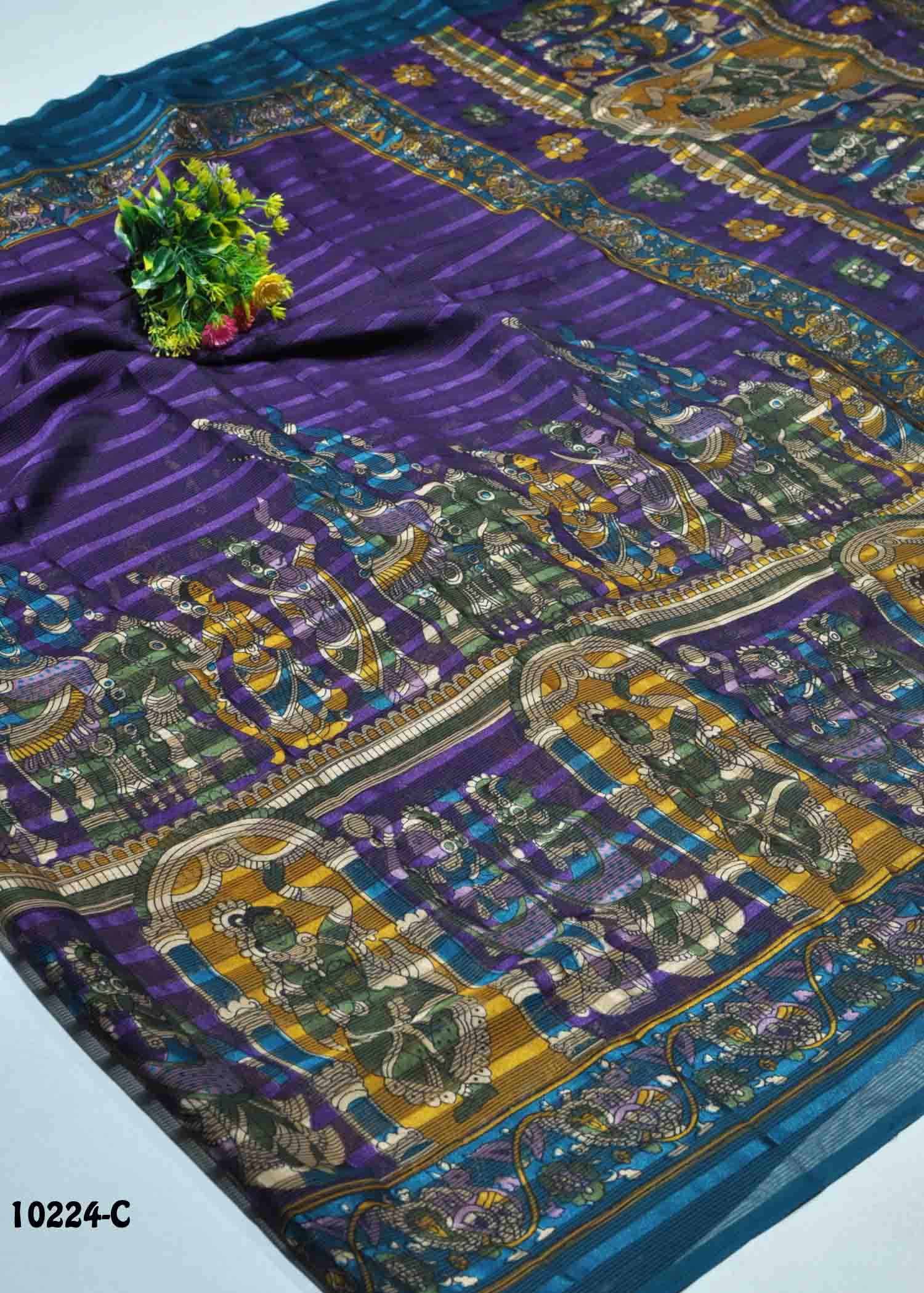 Ashwini -10224-C  Violet Color Simply Synthetic Saree CM1299442 (LR9E)