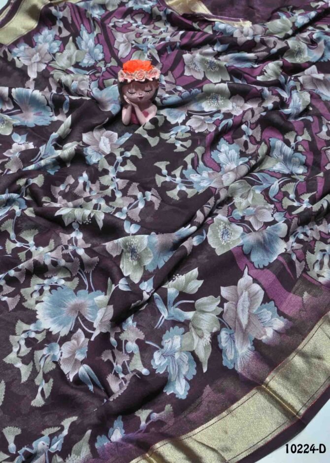 Meera -10224-D  Purple Color Rich Look Elegant Soft Chiffon Saree CM1250724 (RR11C)