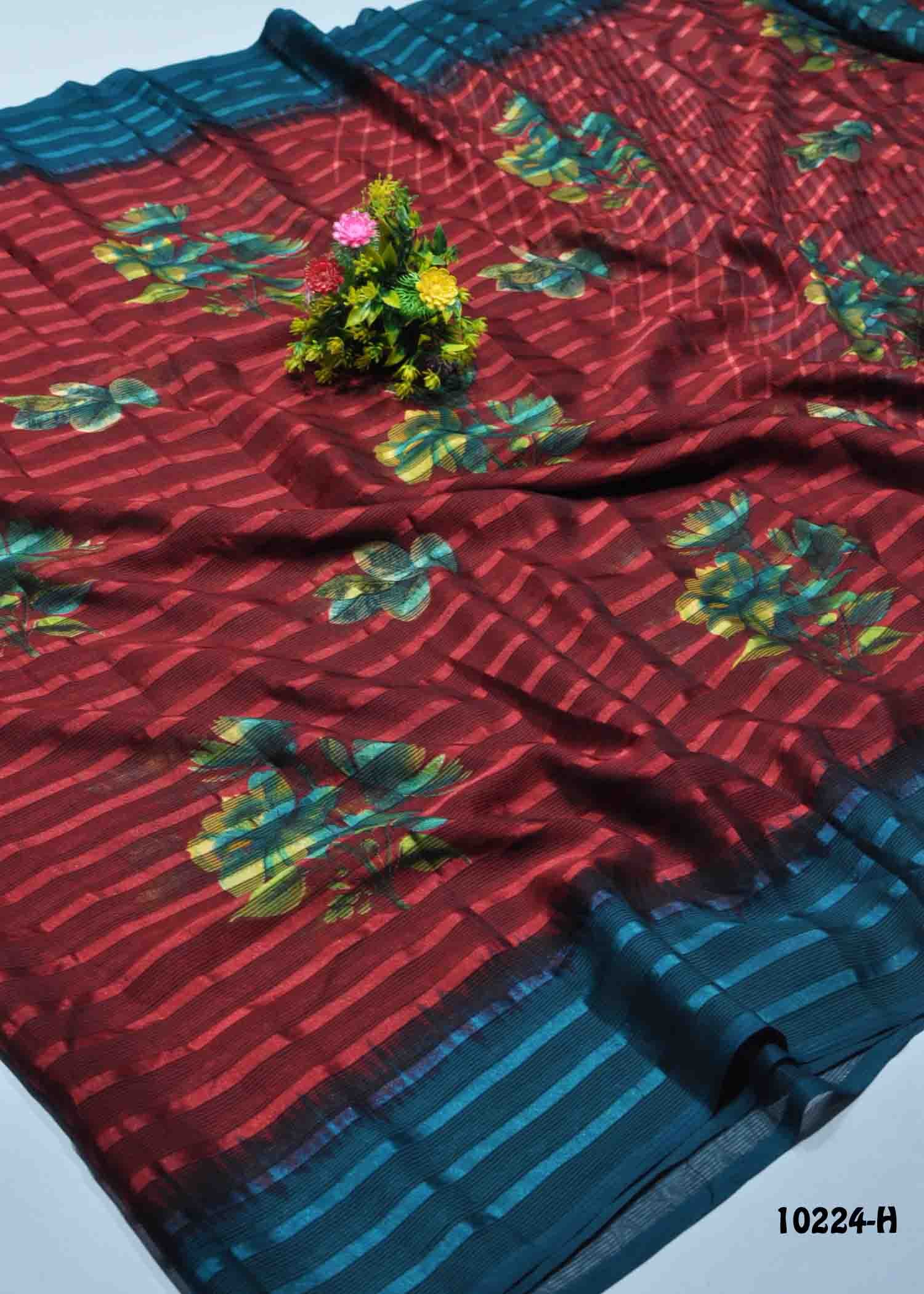 Ashwini -10224-H  Red Color Simply Synthetic Saree CM1299442 (LR9E)
