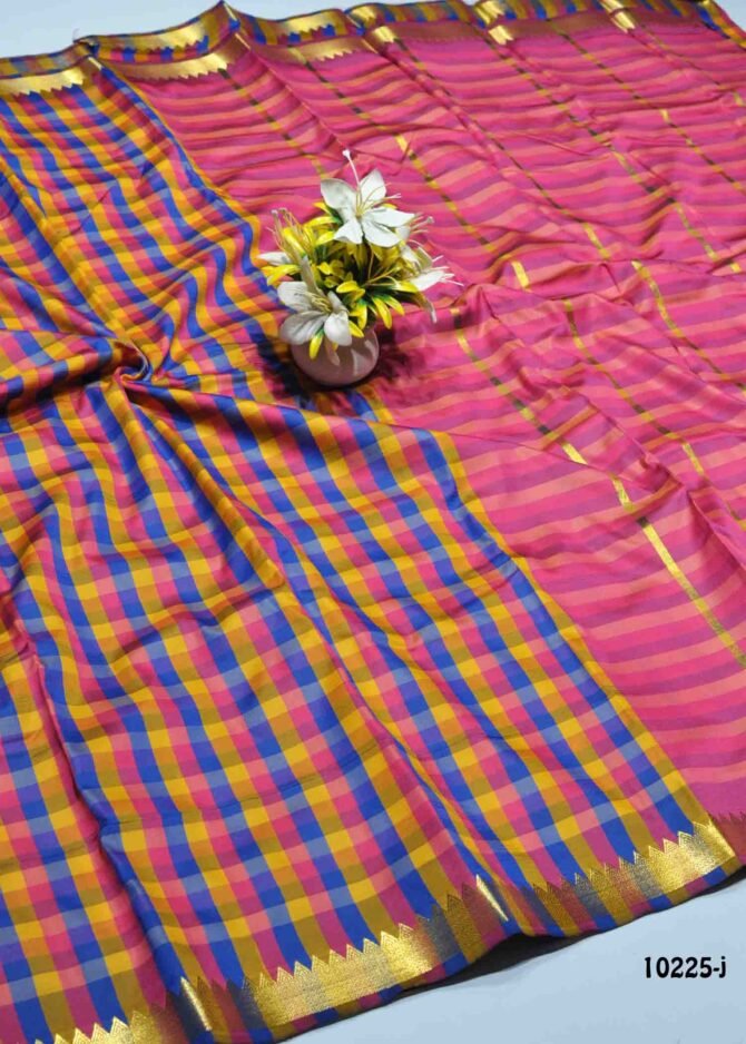 Daksha - 10225-J  Multi Color Checked Aparna Saree CM1298001 (RR1E)