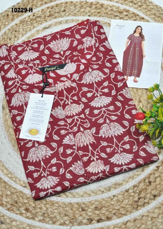 Navya-10229-H  [XL]  Maroon Color (Pranjul Brand) Cotton Readymade Pocket Nighty CM1306129 (LR1B)