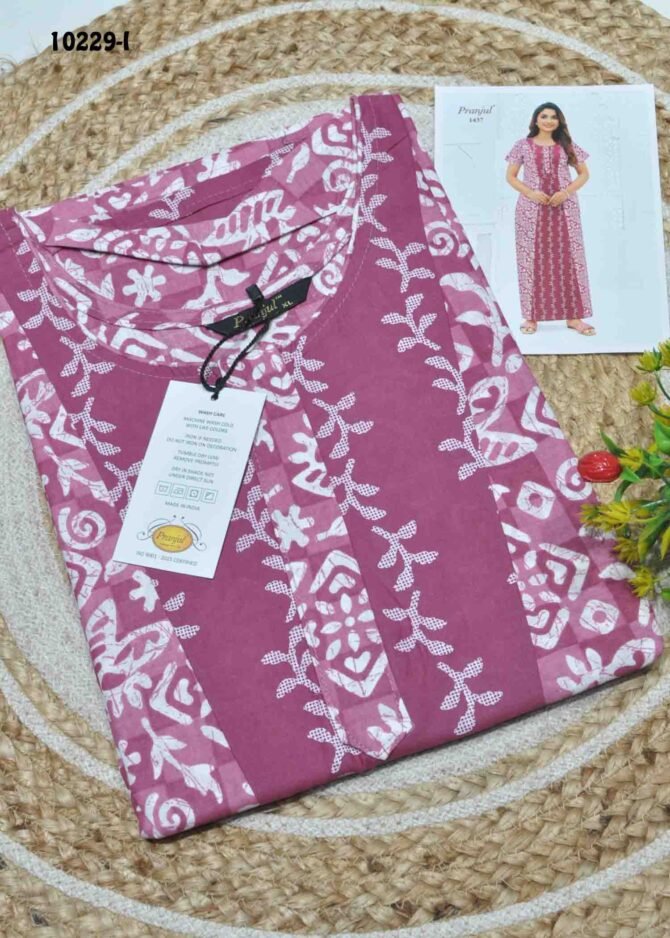 Navya-10229-I  [XL]  SoftBerryPink Color (Pranjul Brand) Cotton Readymade Pocket Nighty CM1306129 (LR1B)