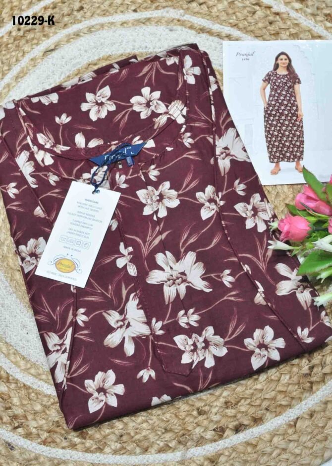 Navya-10229-K  [XL]  Purple Color (Pranjul Brand) Cotton Readymade Pocket Nighty CM1306129 (LR1B)