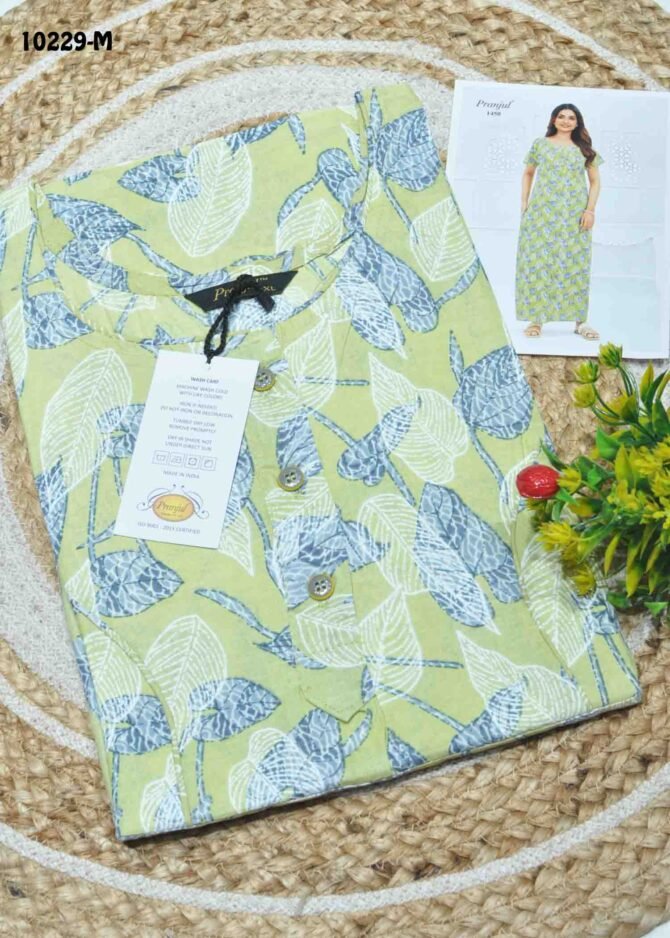 Navya-10229-M  [XL]  LightGreen Color (Pranjul Brand) Cotton Readymade Pocket Nighty CM1306129 (LR1B)