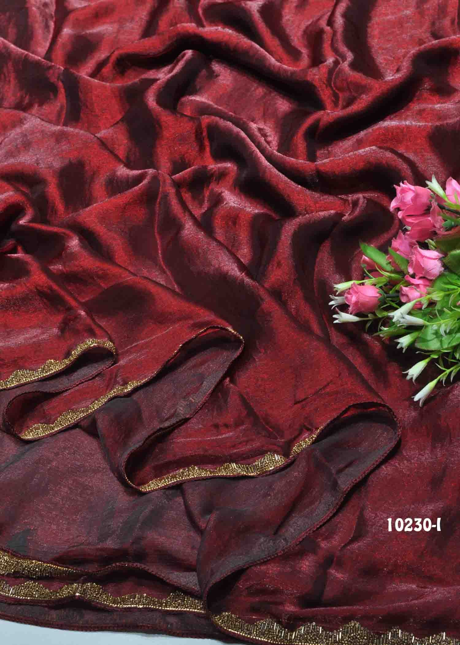 Rakshitha - 10230-I Maroon Color Beautiful Plain Space Silk Saree CM1302830 (LR8D)