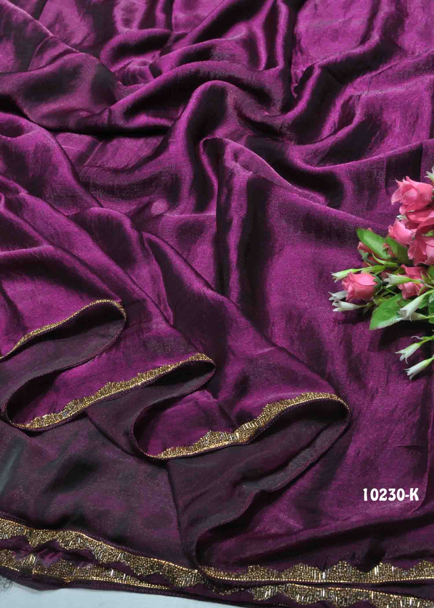 Rakshitha - 10230-K Purple Color Beautiful Plain Space Silk Saree CM1302830 (LR8D)