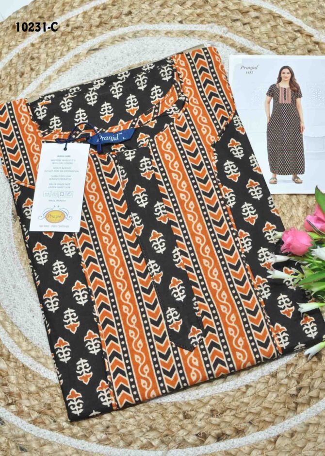 Praneetha -10231-C  [L]  Brown Color (Pranjul Brand) Cotton Readymade Pocket Nighty CM1306129 (LR1B)