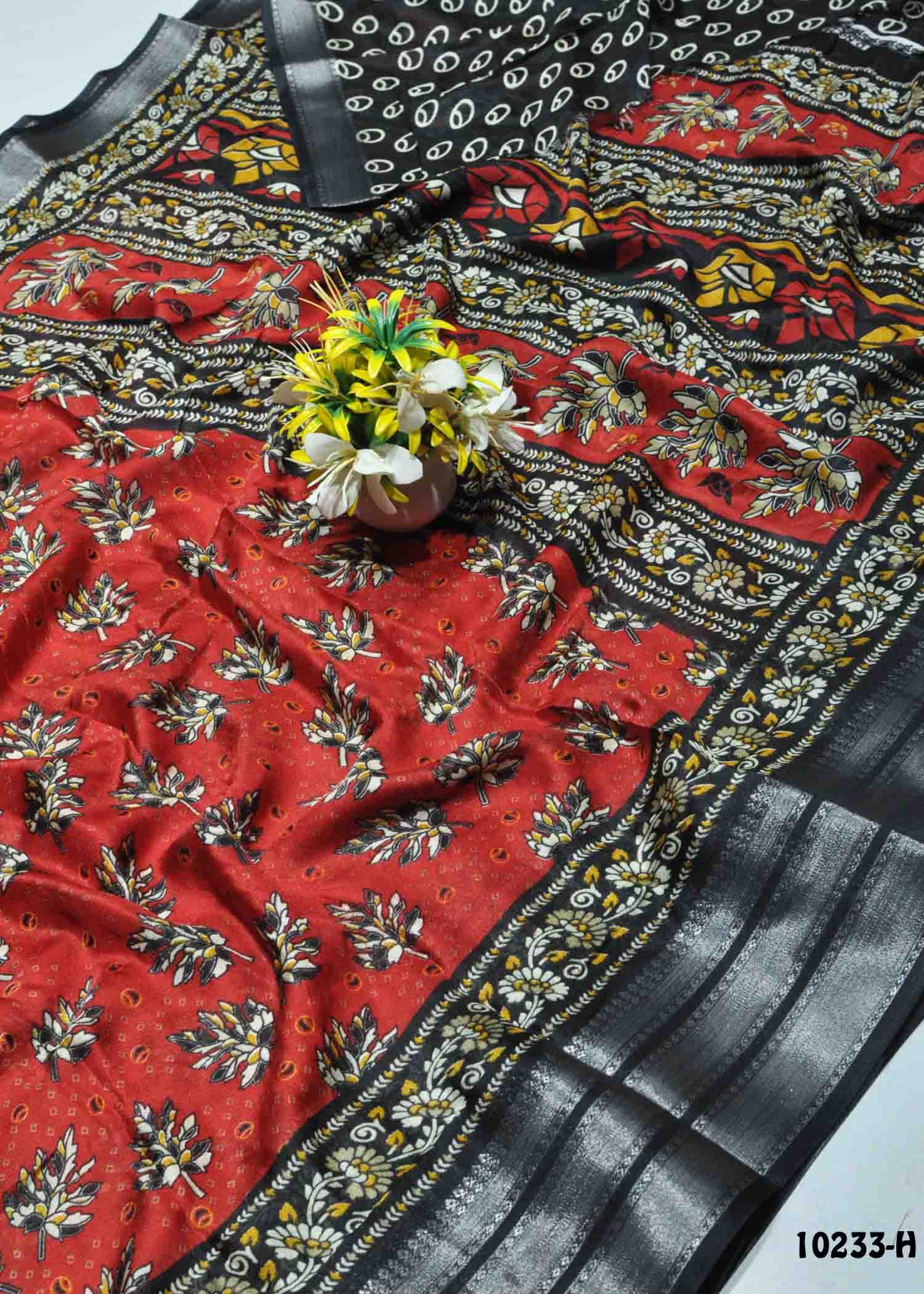 Dakshitha -10233-H Red Color Moss Chiffon Saree CM1286715 (LR6C)