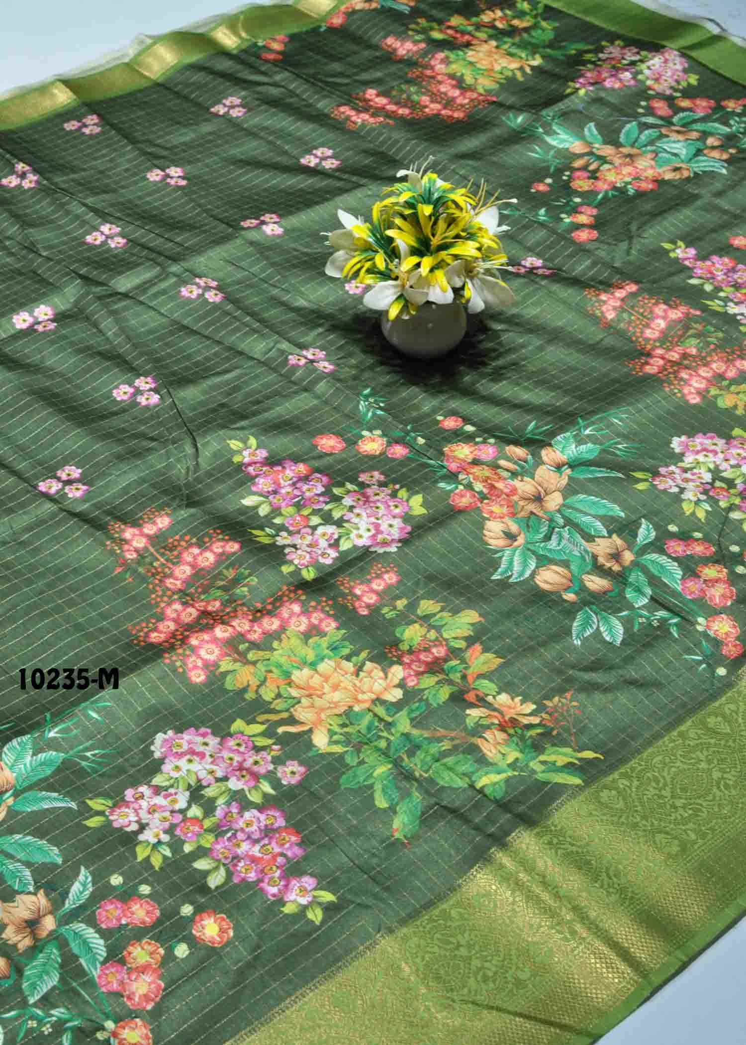 Ilakiya -10235-M DarkGreen Color Dola Silk Saree CM1305149 (LR6D)