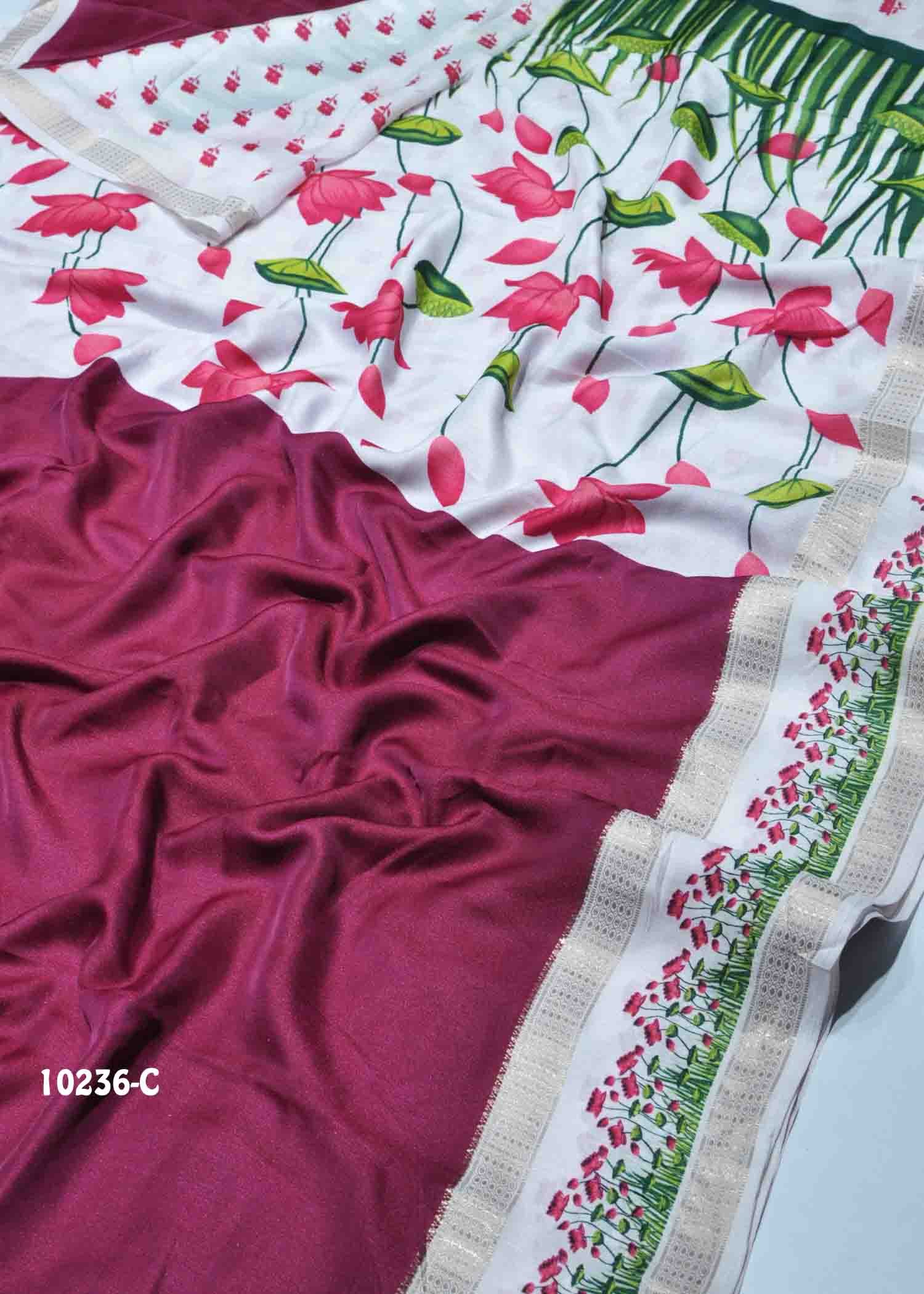 Induja -10236-C Purple Color Moss Chiffon Saree CM1307833 (LR6D)