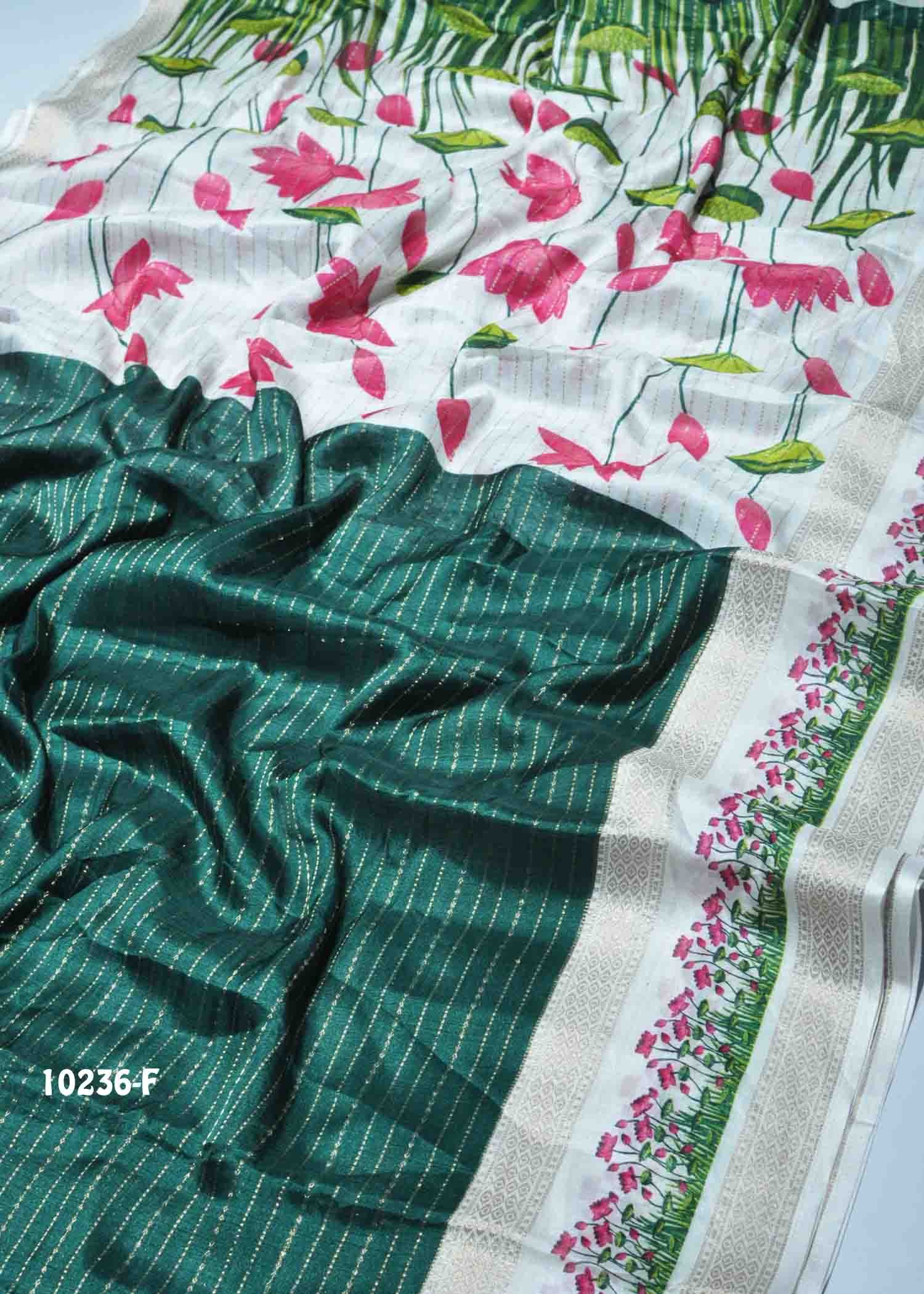 Tamil -10236-F Green Color Moss Chiffon Saree CM1307833 (LR6D)