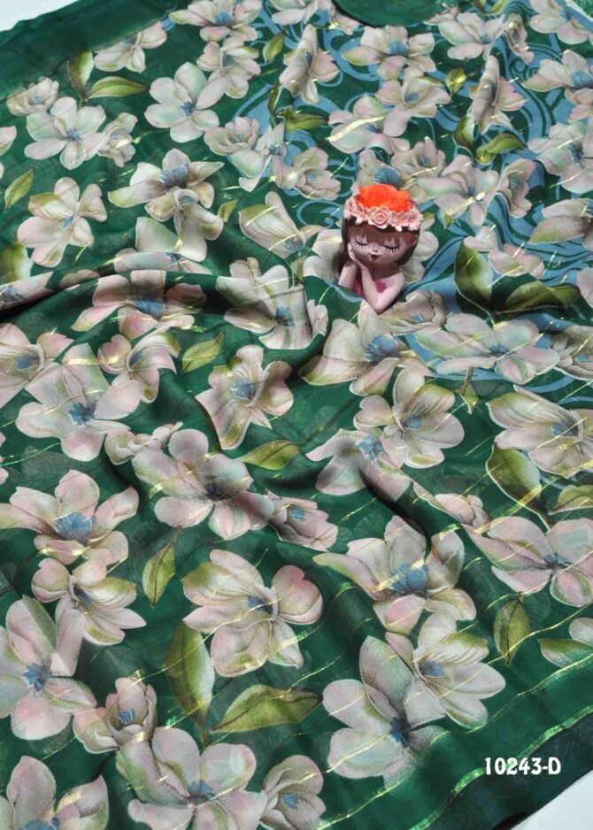 Vihana -10243-D   Green Color Floral Print Synthetic Saree CM1285777 (RR11C)
