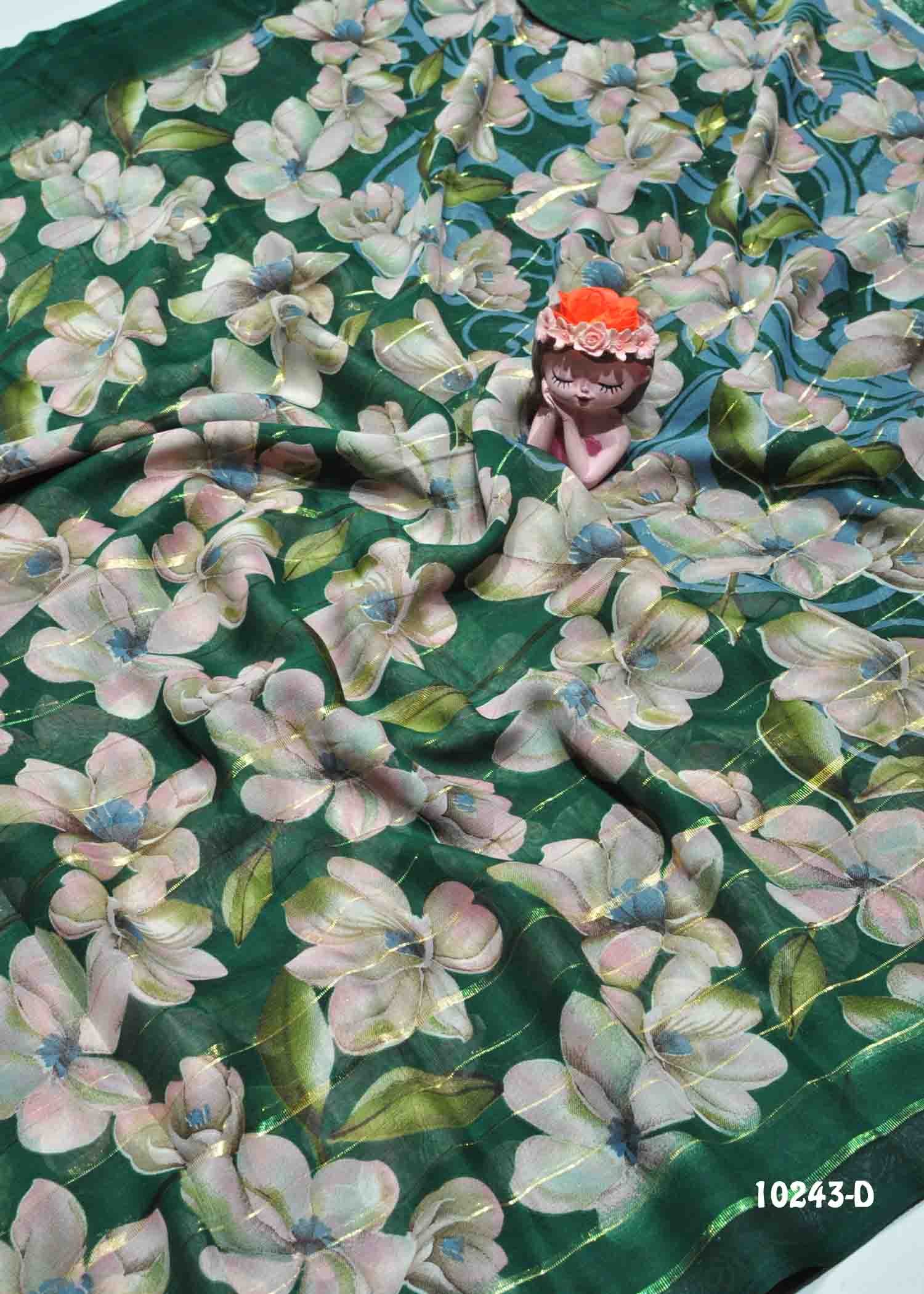 Vihana -10243-D   Green Color Floral Print Synthetic Saree CM1285777 (RR11C)