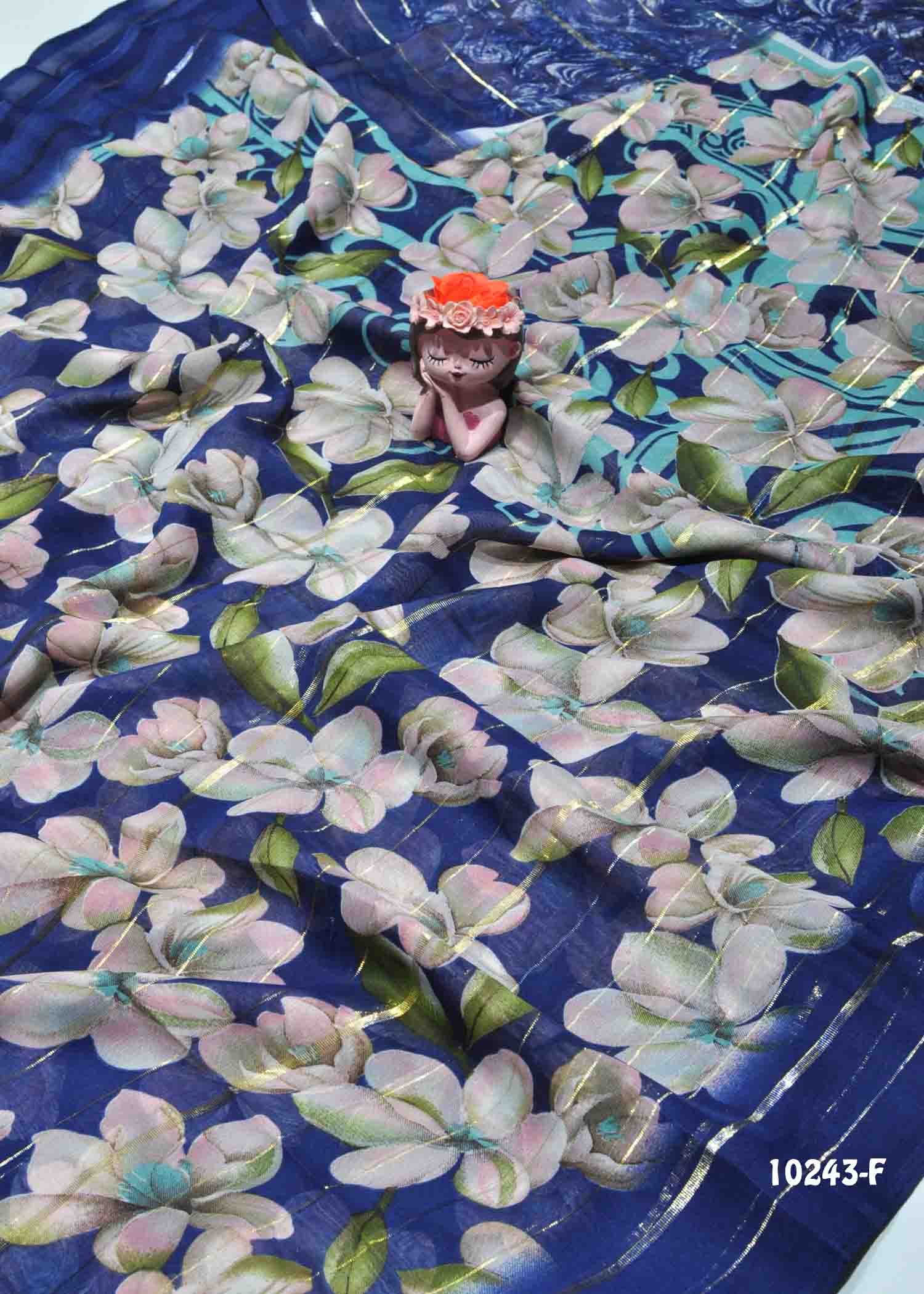 Vihana -10243-F   DarkBlue Color Floral Print Synthetic Saree CM1285777 (RR11C)