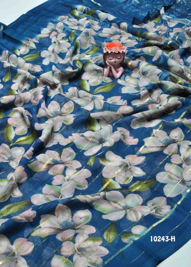 Vihana -10243-H   PeacockBlue Color Floral Print Synthetic Saree CM1285777 (RR11C)