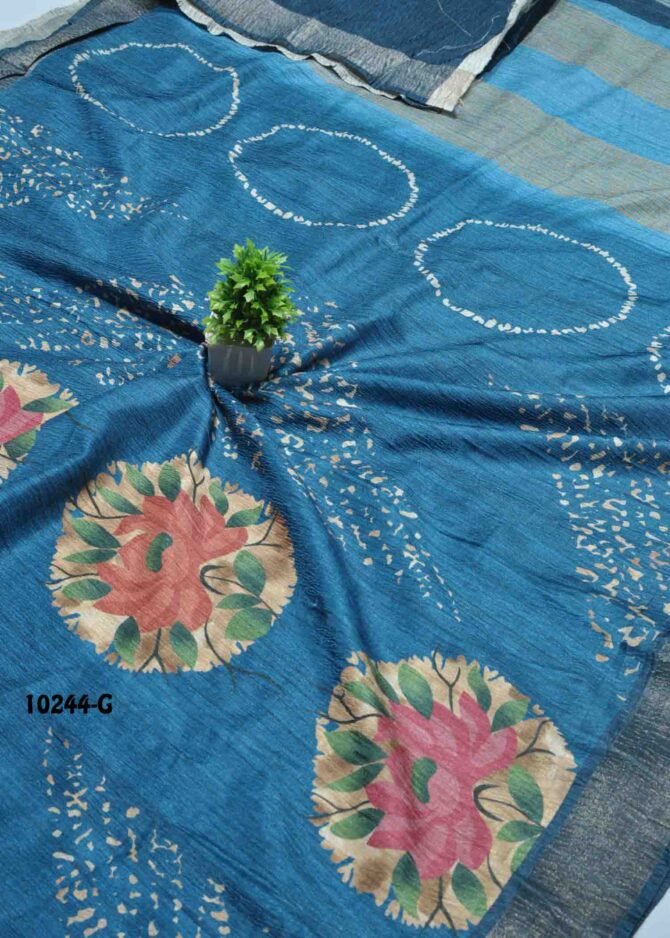 Annakkili -10244-G  Blue Color Crushed Dola Silk Saree CM1286726 [LR7D]