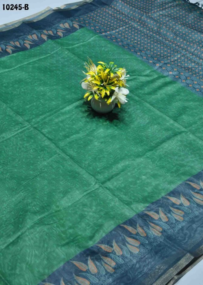Isaiyozhi -10245-B   TurtleGreen Color Elagance Fancy Cotton Saree CM1302090 [LR7D]