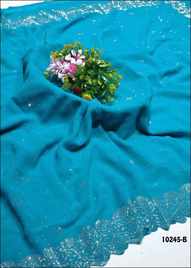 Kayal -10245-B  Cyan Color New Arrival Georgette Saree CM1271428 (RR10B)
