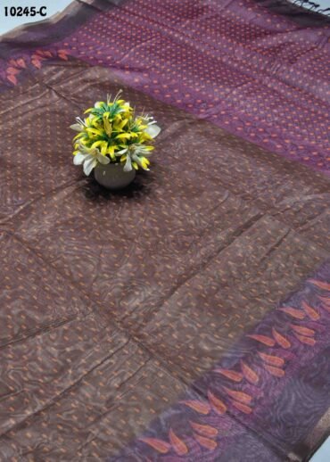Isaiyozhi -10245-C   PennyBrown Color Elagance Fancy Cotton Saree CM1302090 [LR6C]