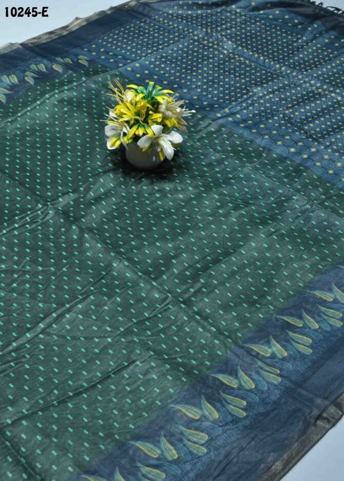 Isaiyozhi -10245-E   EmeraldGreen Color Elagance Fancy Cotton Saree CM1302090 [LR7D]