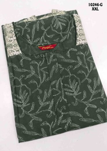 Aganshasri -10246-G  [XXL]  Green Color (Pranjul Brand) Cotton Readymade Pocket Nighty CM1300265 (LR2B)