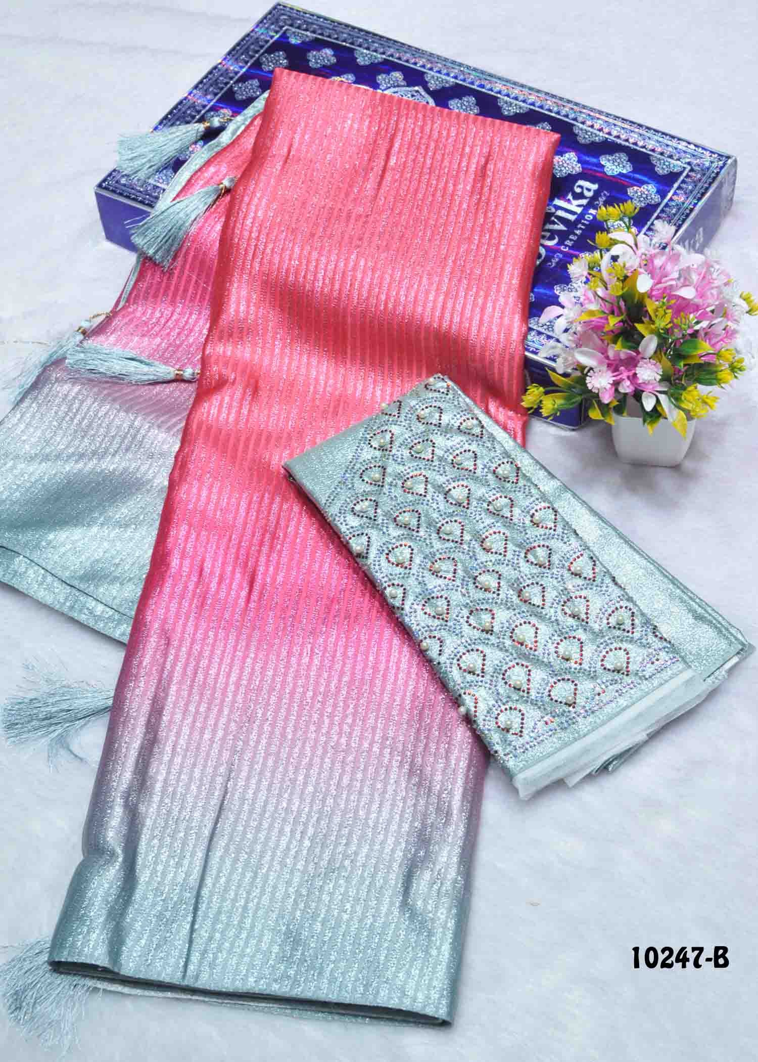 Sneha -10247-B LipstickPink Color Traditional Look Softy Tissue Silk Saree CM1279693 (LR8E)