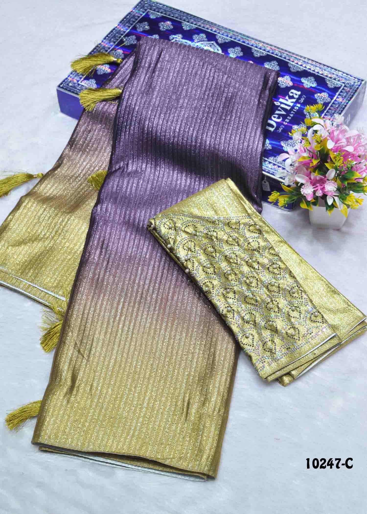 Sneha -10247-C Violet Color Traditional Look Softy Tissue Silk Saree CM1279693 (LR8E)