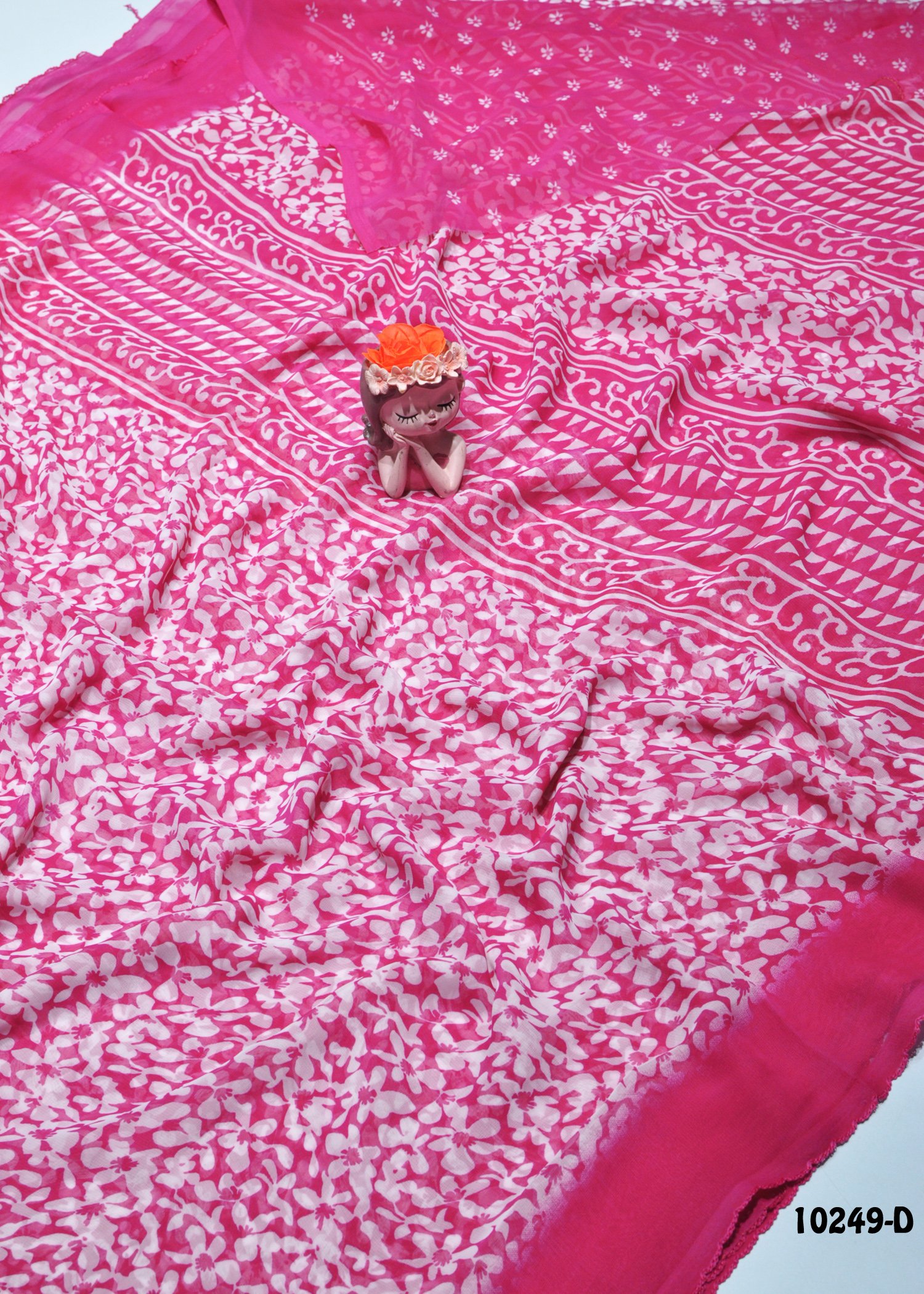 Sreshtha - 10249-D Pink Color Roll Chiffon Saree CM1301234 (LR12C)