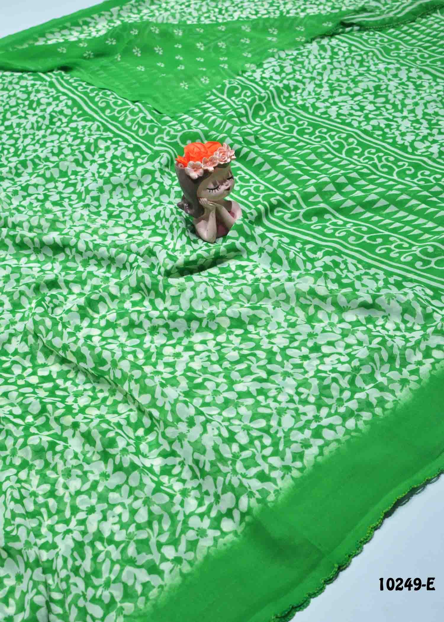 Sreshtha - 10249-E Green Color Roll Chiffon Saree CM1301234 (LR12C)