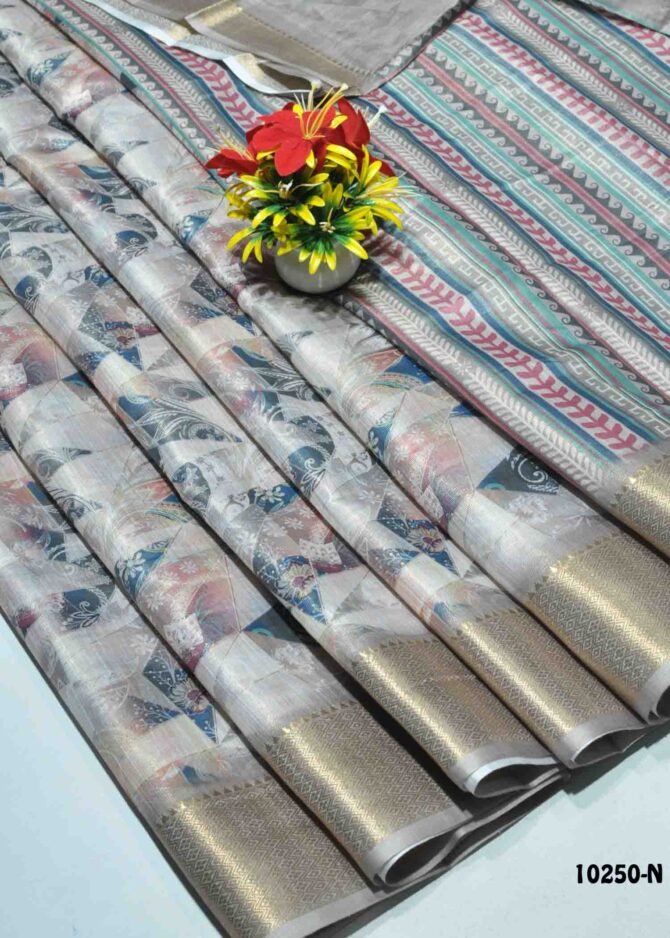 Srivalli -10250-N  LightGrey Color Trendy Fancy Cotton Saree CM1305969 [LR7C]