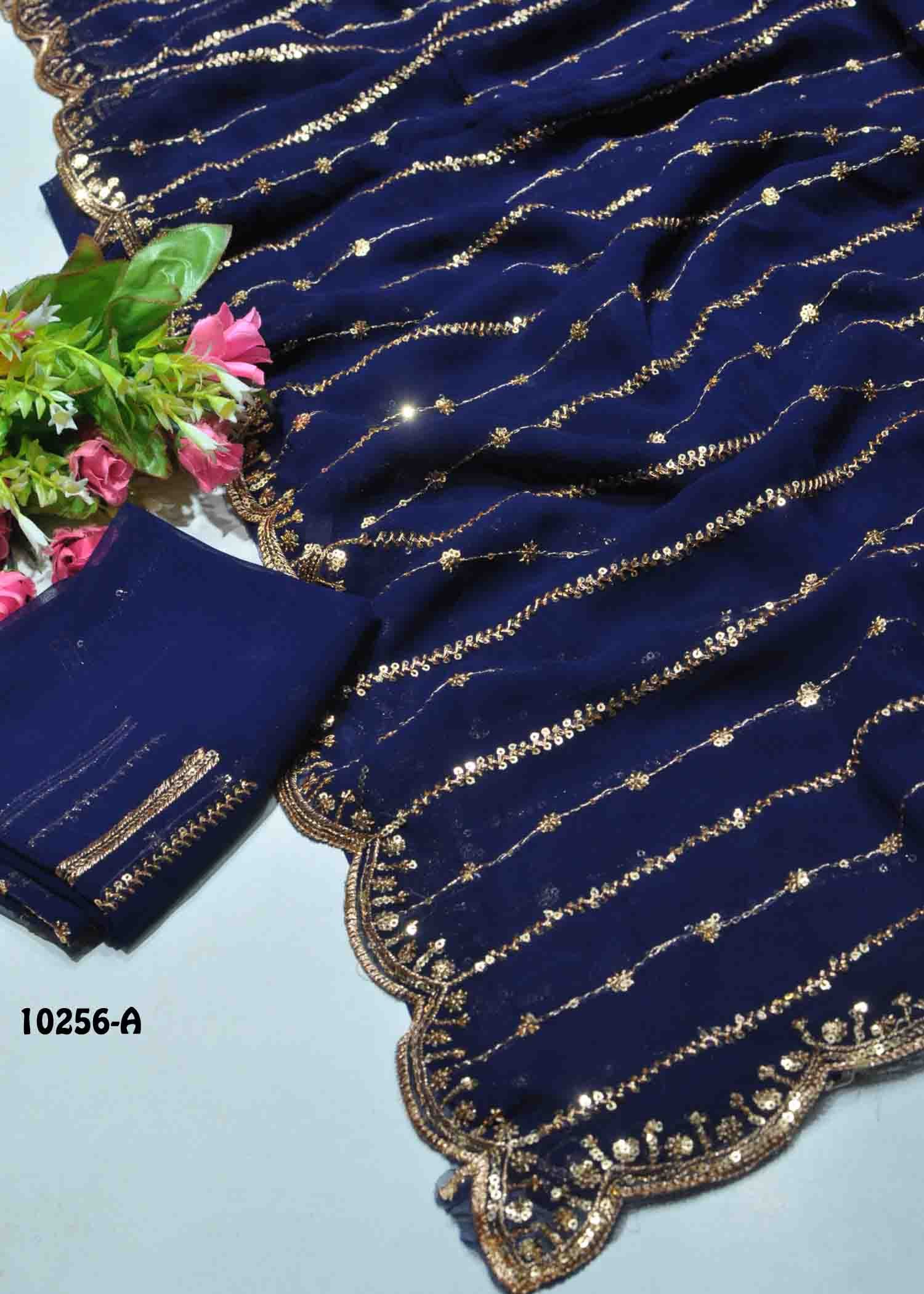 Arulashini - 10256-A NavyBlue Color Designer Georgette Saree CM1305693 (LR8E)
