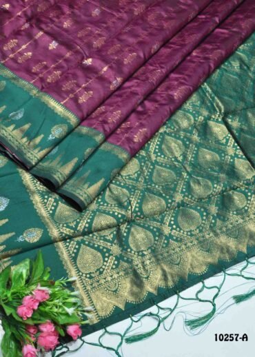 Saathvika - 10257-A  WinePurple Color Traditional Wear Banaras Silk Saree CM1290709 (LR1D)