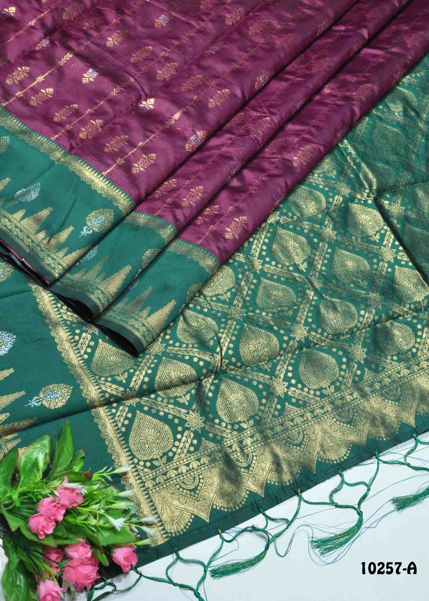 Saathvika - 10257-A  WinePurple Color Traditional Wear Banaras Silk Saree CM1290709 (LR1D)